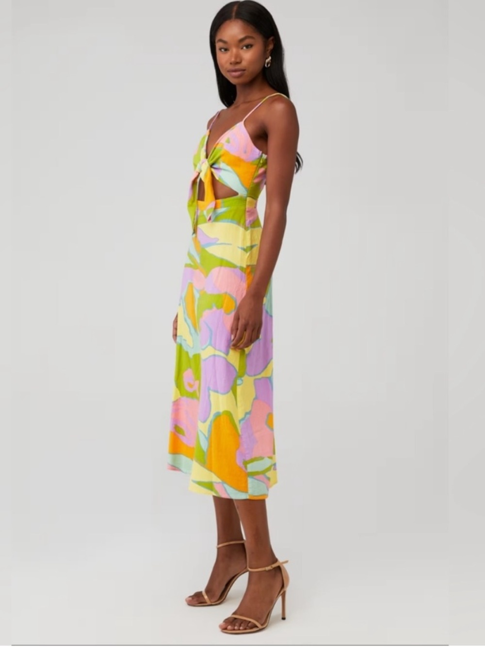 Show Me Your Mumu NWT Moby Midi Tie front dress in Summer Sorbet- XS - Picture 2 of 8